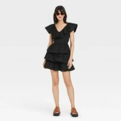 Women's Flutter Short Sleeve Multi-Tiered Dress - A New Day™ -A New Day popular shop unnamed file 642