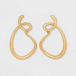 Short Metal Squiggle Drop Earrings - A New Day™ Light Gold -A New Day popular shop unnamed file 766