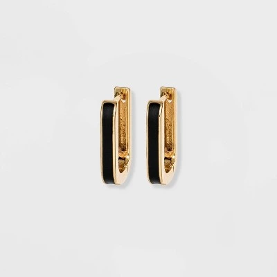 Enamel Square Huggie Hoop Earrings - A New Day™ Black 6 Enamel Square Huggie Hoop Earrings - A New Day™ Black - Image 4