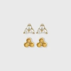 14K Gold Plated Cubic Zirconia Ball Cluster Stud Earring Set - A New Day™ -A New Day popular shop unnamed file 818