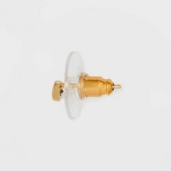 14K Gold Plated Cubic Zirconia Triple Circle Cubic Zirconia Stud Earrings - A New Day™