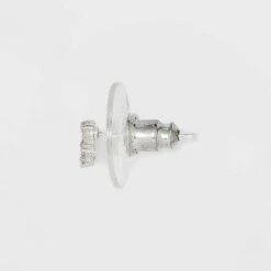 Sterling Silver Cubic Zirconia and Faux Opal Stud Earring Set 3pc - A New Day™