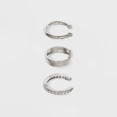 Sterling Silver Cubic Zirconia Ear Cuff Set - A New Day™ 3 Sterling Silver Cubic Zirconia Ear Cuff Set - A New Day™