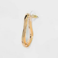 Hammered Metal Open Gold Hoop Earrings - A New Day™ Gold