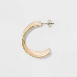 Hammered Metal Gold Hoop Earrings - A New Day™ Gold