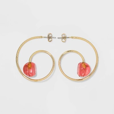 Swirl Hoop with Bead Earrings - A New Day™ Blue 4 Swirl Hoop with Bead Earrings - A New Day™ Blue - Image 2