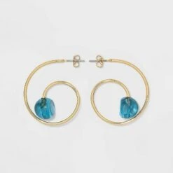 Swirl Hoop with Bead Earrings - A New Day™ Blue 10 Swirl Hoop with Bead Earrings - A New Day™ Blue -A New Day popular shop unnamed file 905