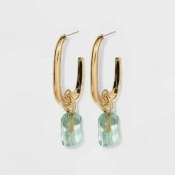 Rectangle Hoop with Transparent Drop Earrings - A New Day™ Pink 10 Rectangle Hoop with Transparent Drop Earrings - A New Day™ Pink -A New Day popular shop unnamed file 912