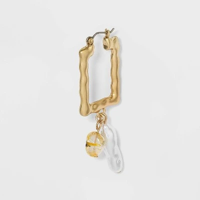 Hammered Rectangular Hoop Earrings - A New Day™ Silver 3 Hammered Rectangular Hoop Earrings - A New Day™ Silver