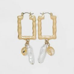 Hammered Rectangular Hoop Earrings - A New Day™ Silver 9 Hammered Rectangular Hoop Earrings - A New Day™ Silver -A New Day popular shop unnamed file 916