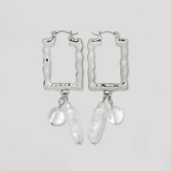 Hammered Rectangular Hoop Earrings - A New Day™ Silver 11 Hammered Rectangular Hoop Earrings - A New Day™ Silver -A New Day popular shop unnamed file 918