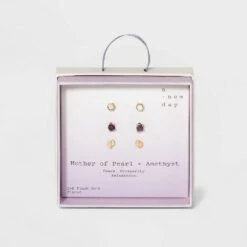 Silver Plated Semi-Precious Stud Earring Set 3pc - A New Day™ Strawberry And Rose Quartz 14 Silver Plated Semi-Precious Stud Earring Set 3pc - A New Day™ Strawberry And Rose Quartz -A New Day popular shop unnamed file 928