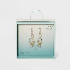 Silver Plated Cubic Zirconia Interchangeable Charm Gold Hoop Earrings - A New Day™ Amber -A New Day popular shop unnamed file 935