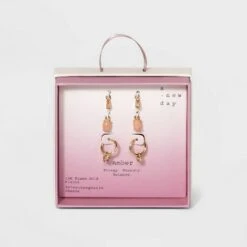 Silver Plated Cubic Zirconia Interchangeable Charm Gold Hoop Earrings - A New Day™ Amber -A New Day popular shop unnamed file 937