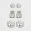 Sterling Silver Cubic Zirconia Multi Shape Stud Earring Set 3pc - A New Day™ Metallic Silver -A New Day popular shop unnamed file 938