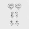 Sterling Silver Cubic Zirconia Heart and Stacked Stud Earring Set - A New Day™ Silver 1 Sterling Silver Cubic Zirconia Heart and Stacked Stud Earring Set - A New Day™ Silver -A New Day popular shop unnamed file 941