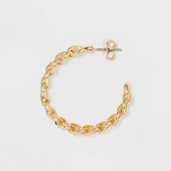 Frozen Chain Hoop Earrings - A New Day™ Gold