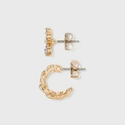 Multi Pearl and Cubic Zirconia Stud and Hoop Earring Set 8pc - A New Day™ Gold