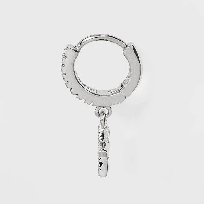 Sterling Silver Cubic Zirconia Huggie Hoop Earrings - A New Day™ Silver Cross 3 Sterling Silver Cubic Zirconia Huggie Hoop Earrings - A New Day™ Silver Cross