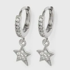 Sterling Silver Cubic Zirconia Huggie Hoop Earrings - A New Day™ Silver Cross 9 Sterling Silver Cubic Zirconia Huggie Hoop Earrings - A New Day™ Silver Cross -A New Day popular shop unnamed file 988