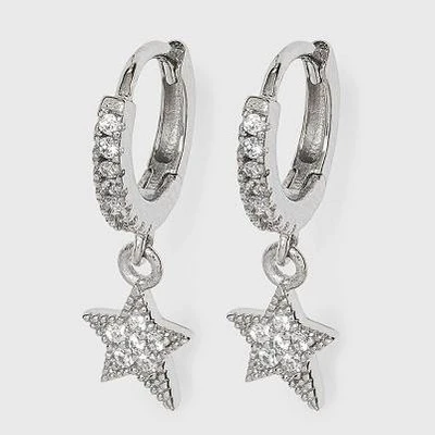 Sterling Silver Cubic Zirconia Huggie Hoop Earrings - A New Day™ Silver Cross 5 Sterling Silver Cubic Zirconia Huggie Hoop Earrings - A New Day™ Silver Cross - Image 3