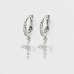 Sterling Silver Cubic Zirconia Huggie Hoop Earrings - A New Day™ Silver Cross 11 Sterling Silver Cubic Zirconia Huggie Hoop Earrings - A New Day™ Silver Cross -A New Day popular shop unnamed file 990