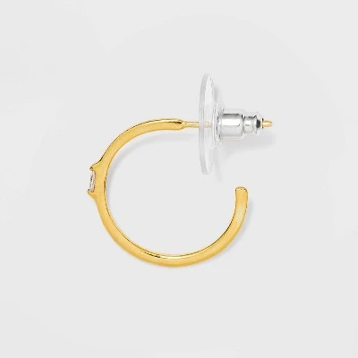 Sterling Silver Hoop and Cubic Zirconia Duo Stud Earring Set - A New Day™ Gold 3 Sterling Silver Hoop and Cubic Zirconia Duo Stud Earring Set - A New Day™ Gold