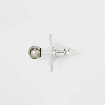 Sterling Silver with Cubic Zirconia Glass Pearl Stud Earring Set 3pc - A New Day™ Silver 3 Sterling Silver with Cubic Zirconia Glass Pearl Stud Earring Set 3pc - A New Day™ Silver