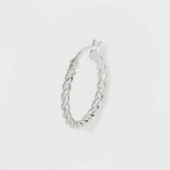 Sterling Silver Twist Hoop Earrings - A New Day™ Silver
