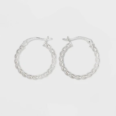 Sterling Silver Twist Hoop Earrings - A New Day™ Silver 4 Sterling Silver Twist Hoop Earrings - A New Day™ Silver - Image 2